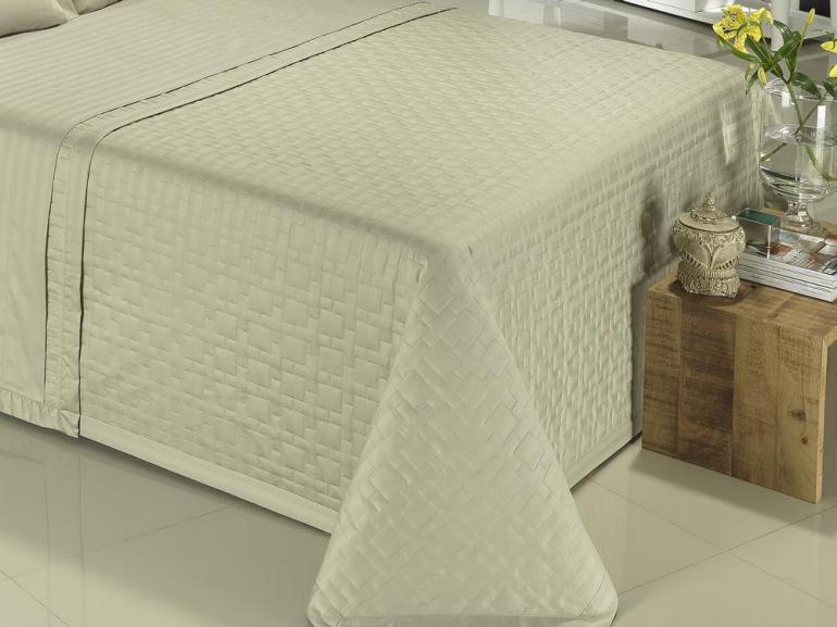 Kit: 1 Cobre-leito Casal + 2 porta-travesseiros Cetim 300 fios 100% Algodo - Riske Verde Fendi - Dui Design