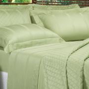 Kit: 1 Cobre-leito Casal + 2 porta-travesseiros Cetim 300 fios - Riviera Verde - Dui Design