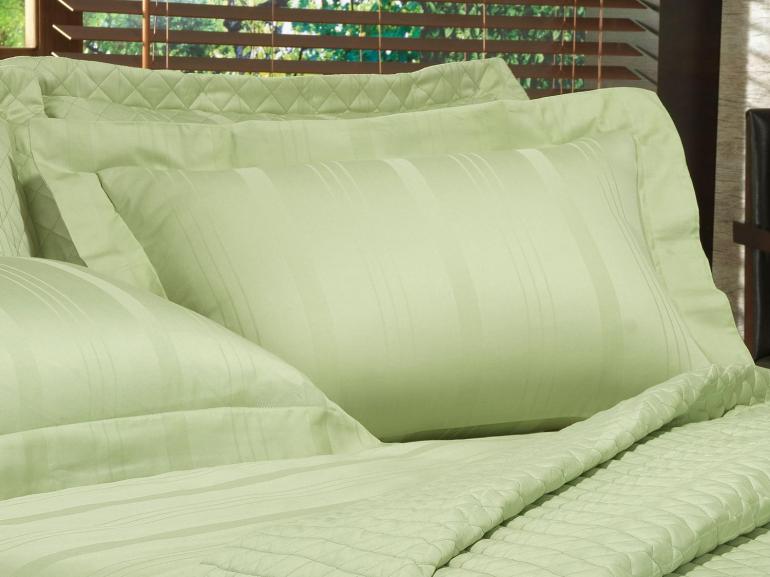 Kit: 1 Cobre-leito Solteiro + 1 porta-travesseiro Cetim 300 fios - Riviera Verde - Dui Design