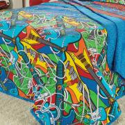 Kit: 1 Cobre-leito Casal Kids + 2 Porta-travesseiros Percal 180 fios 100% Algodo - Rock Multicor - Dui Design