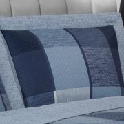 Kit: 1 Cobre-leito King Bouti de Microfibra Ultrasonic Estampada + 2 Porta-travesseiros - Ronald Indigo - Dui Design