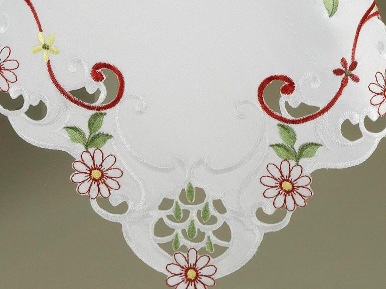 Toalha de Mesa com Bordado Richelieu Retangular 6 Lugares 160x220cm - Rosalis Branco Carmim - Dui Design