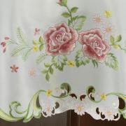 Toalha de Mesa com Bordado Richelieu Redonda 180cm - Rosalis Branco e Rosa - Dui Design