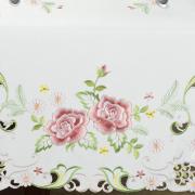 Trilho de Mesa com Bordado Richelieu 45x170cm Avulso - Rosalis Branco e Rosa - Dui Design