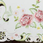 Trilho de Mesa com Bordado Richelieu 45x170cm Avulso - Rosalis Branco e Rosa - Dui Design