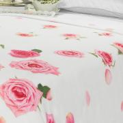 Cobertor Avulso Queen Flanelado com Estampa Digital - Rosas - Dui Design