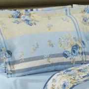 Kit: 1 Cobre-leito Casal + 2 Porta-travesseiros Percal 180 fios - Rosemary Azul - Dui Design