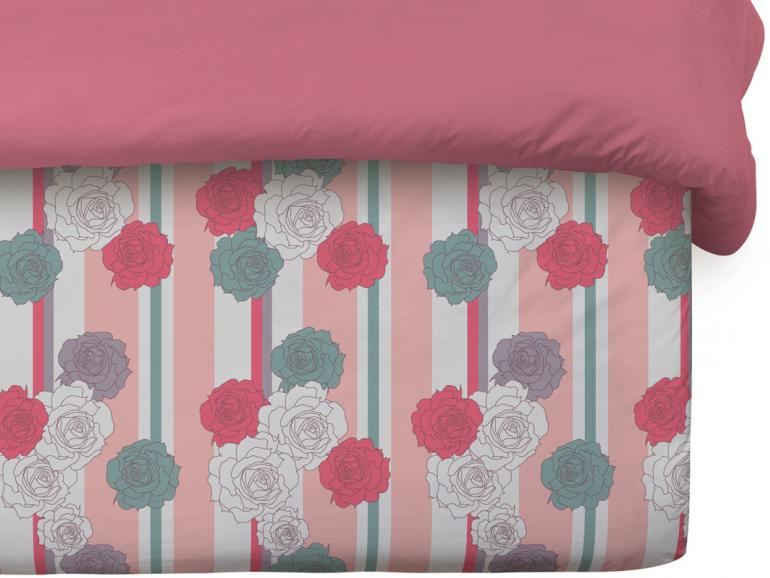 Edredom Solteiro Percal 180 fios 100% Algodo - Roses - Artex