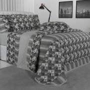 Kit: 1 Cobre-leito King + 2 Porta-travesseiros 150 fios - Sandor Cinza - Dui Design