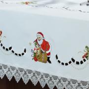 Toalha de Mesa Natal com Bordado Richelieu Quadrada 4 Lugares 160x160cm - Santa Claus Branco - Dui Design