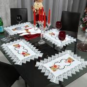 Jogo Americano Natal 4 Lugares (4 peas) com Bordado Richelieu 35x50cm - Santa Claus Branco - Dui Design