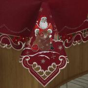 Toalha de Mesa Natal com Bordado Richelieu Retangular 6 Lugares 160x220cm - Santa Claus Vermelho - Dui Design