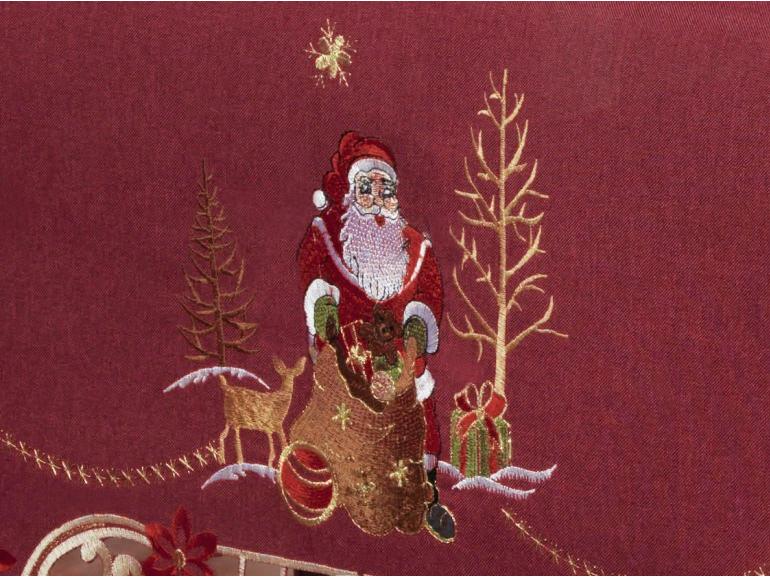 Toalha de Mesa Natal com Bordado Richelieu Retangular 8 Lugares 160x270cm - Santa Claus Vermelho - Dui Design