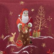 Toalha de Mesa Natal com Bordado Richelieu Redonda 175cm - Santa Claus Vermelho - Dui Design