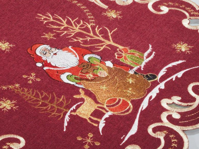 Trilho de Mesa Natal com Bordado Richelieu 40x85cm Avulso - Santa Claus Vermelho - Dui Design
