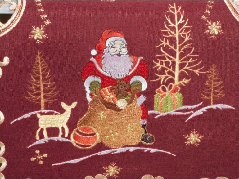 Trilho de Mesa Natal com Bordado Richelieu 45x170cm Avulso - Santa Claus Vermelho - Dui Design