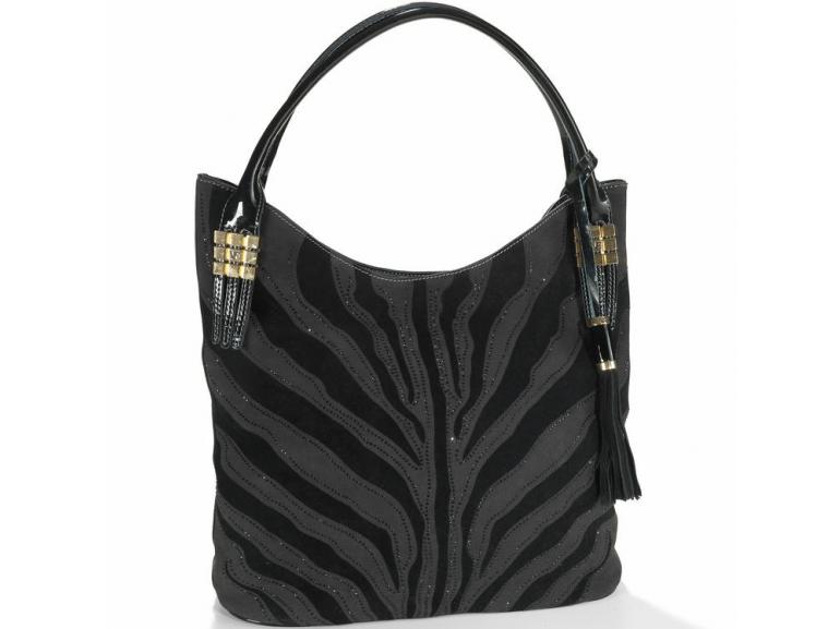 Bolsa de Ombro em Couro Natural (60%) - Savana Preto - Velina Fabbiano