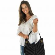 Bolsa de Ombro em Couro Natural (60%) - Savana Preto - Velina Fabbiano