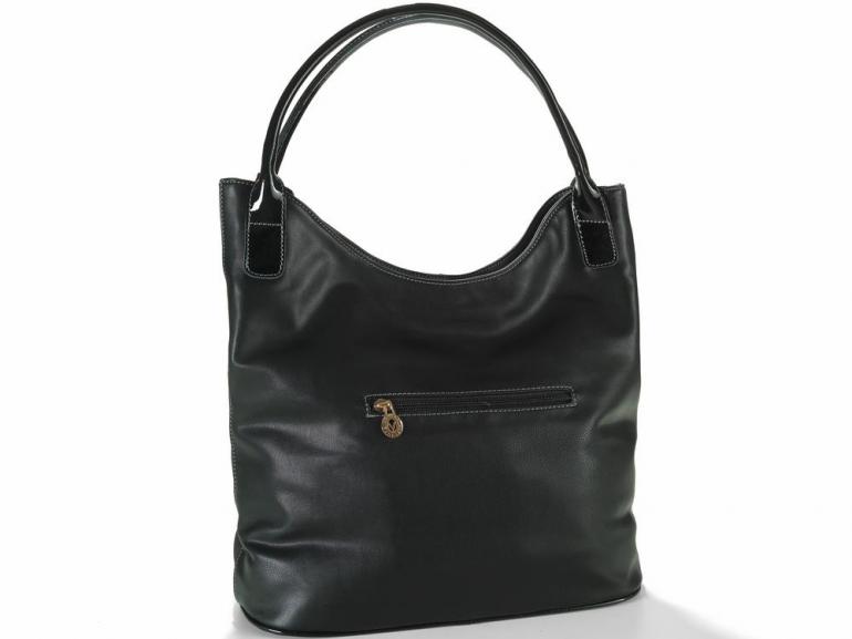 Bolsa de Ombro em Couro Natural (60%) - Savana Preto - Velina Fabbiano
