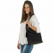 Bolsa de Ombro em Couro Natural (60%) - Savana Preto - Velina Fabbiano