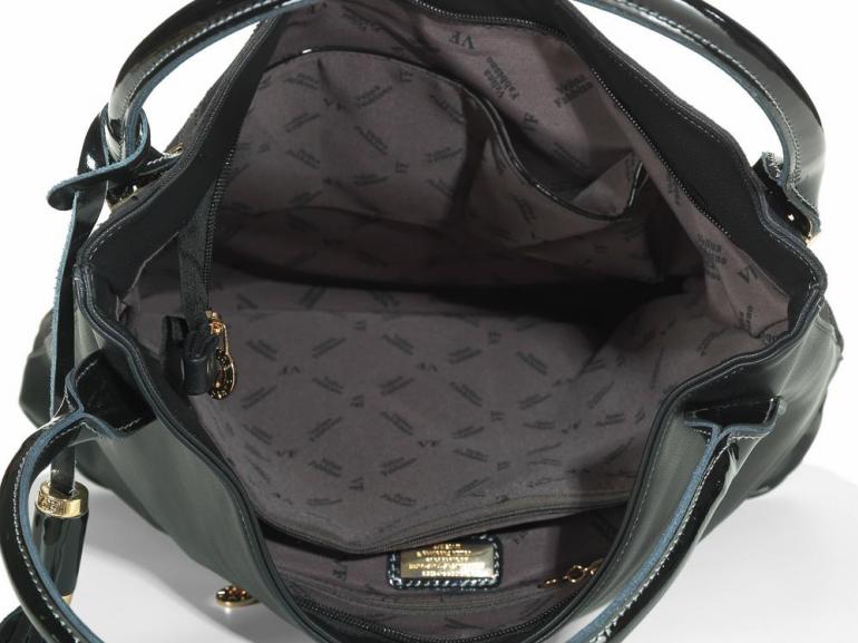 Bolsa de Ombro em Couro Natural (60%) - Savana Preto - Velina Fabbiano