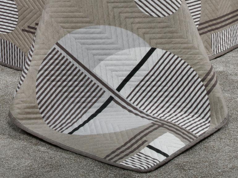 Kit: 1 Cobre-leito Casal Bouti de Microfibra Ultrasonic Estampada + 2 Porta-travesseiros - Seatle Taupe - Dui Design