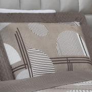Kit: 1 Cobre-leito Casal Bouti de Microfibra Ultrasonic Estampada + 2 Porta-travesseiros - Seatle Taupe - Dui Design