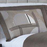 Kit: 1 Cobre-leito Casal Bouti de Microfibra Ultrasonic Estampada + 2 Porta-travesseiros - Seatle Taupe - Dui Design