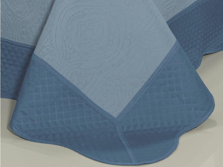 Kit: 1 Cobre-leito King Bouti de Microfibra Ultrasonic + 2 Porta-travesseiros - Segovia Azul - Dui Design