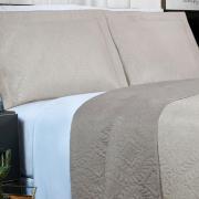 Kit: 1 Cobre-leito Casal Bouti de Microfibra Ultrasonic  + 2 Porta-travesseiros - Serenity Bege - Dui Design