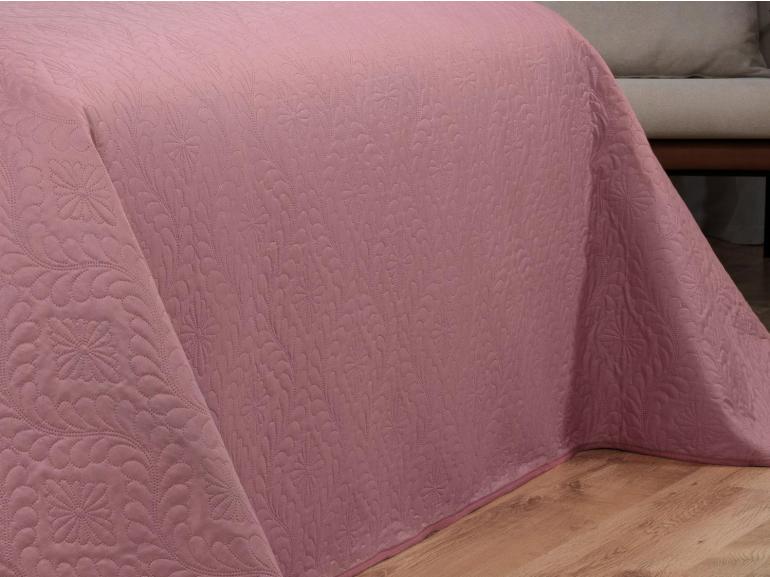 Kit: 1 Cobre-leito Casal Bouti de Microfibra Ultrasonic  + 2 Porta-travesseiros - Serenity Rosa Vintage - Dui Design