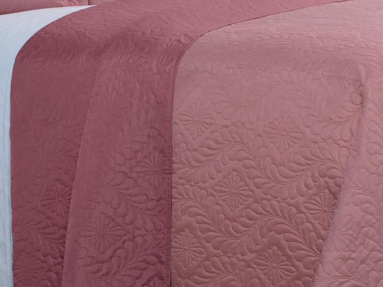 Kit: 1 Cobre-leito Casal Bouti de Microfibra Ultrasonic  + 2 Porta-travesseiros - Serenity Rosa Vintage - Dui Design