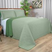 Kit: 1 Cobre-leito King Bouti de Microfibra Ultrasonic + 2 Porta-travesseiros - Serenity Verde Celadon - Dui Design