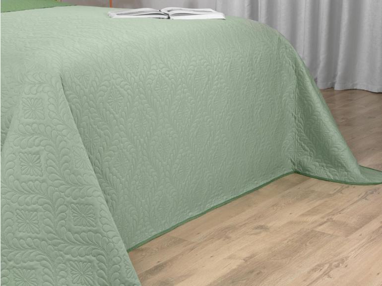 Kit: 1 Cobre-leito King Bouti de Microfibra Ultrasonic + 2 Porta-travesseiros - Serenity Verde Celadon - Dui Design