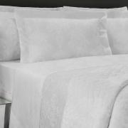 Kit: 1 Cobre-leito Casal + 2 porta-travesseiros Cetim 300 fios Jacquard - Sevilha Branco - Dui Design