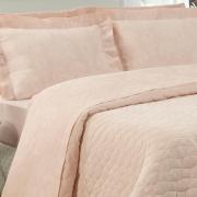 Kit: 1 Cobre-leito Casal + 2 porta-travesseiros Cetim 300 fios Jacquard - Sevilha Rosa - Dui Design