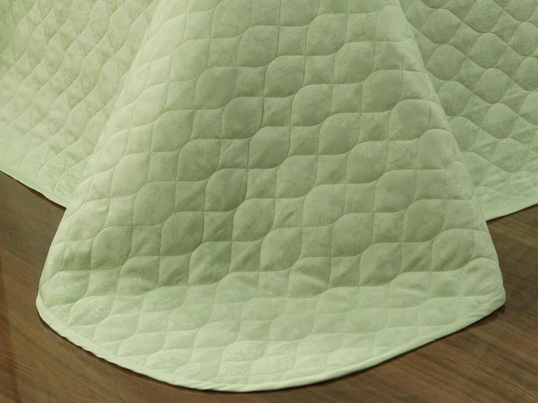 Kit: 1 Cobre-leito King + 2 porta-travesseiros Cetim 300 fios Jacquard - Sevilha Verde - Dui Design