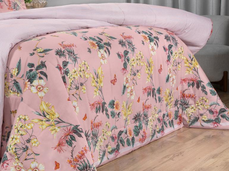 Jogo de Cama King Percal 180 fios - Shirley Rosa - Dui Design