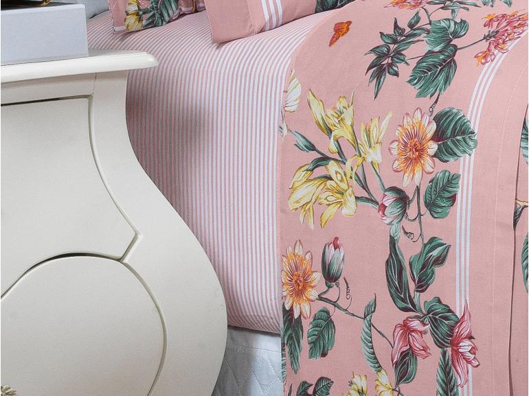 Jogo de Cama King Percal 180 fios - Shirley Rosa - Dui Design