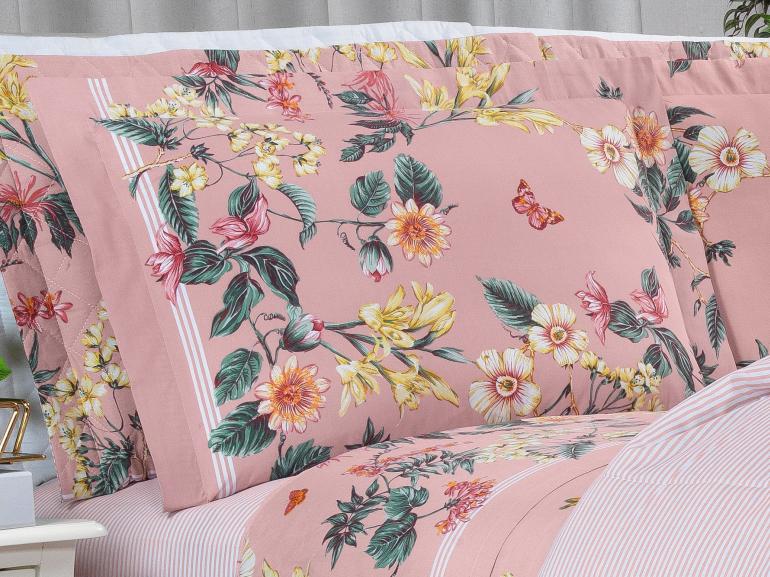 Jogo de Cama King Percal 180 fios - Shirley Rosa - Dui Design
