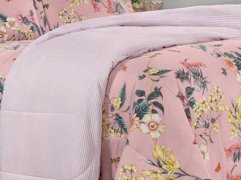 Edredom King Percal 180 fios - Shirley Rosa - Dui Design