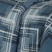 Kit: 1 Cobre-leito Solteiro + 1 Porta-travesseiro 150 fios - Sidney Azul - Dui Design