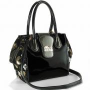 Bolsa com detalhes em Couro Natural - Sienna Preto - Velina Fabbiano