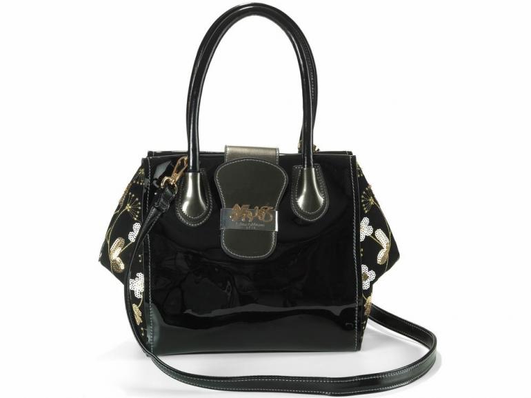 Bolsa com detalhes em Couro Natural - Sienna Preto - Velina Fabbiano