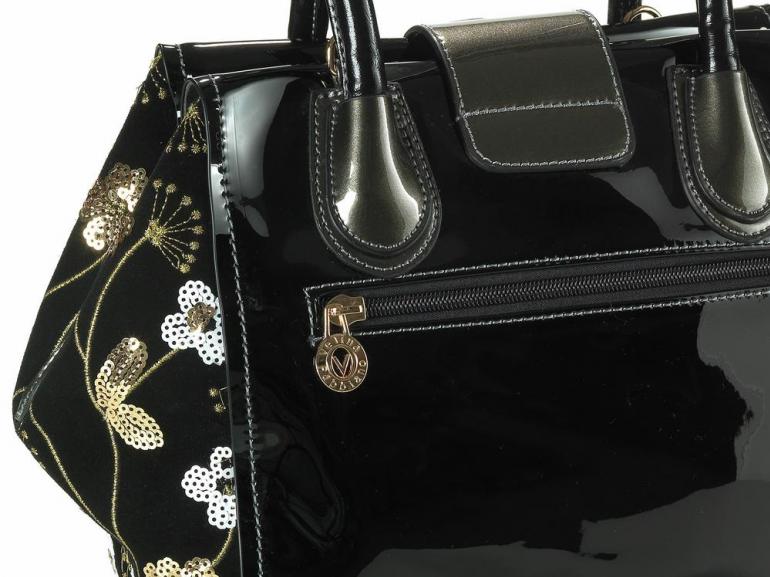 Bolsa com detalhes em Couro Natural - Sienna Preto - Velina Fabbiano