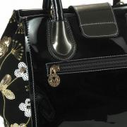 Bolsa com detalhes em Couro Natural - Sienna Preto - Velina Fabbiano
