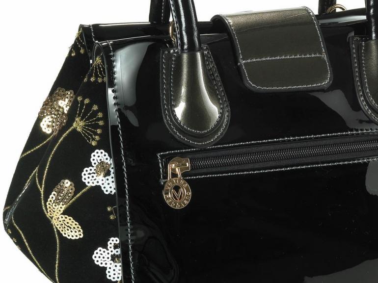 Bolsa com detalhes em Couro Natural - Sienna Preto - Velina Fabbiano