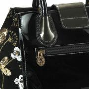 Bolsa com detalhes em Couro Natural - Sienna Preto - Velina Fabbiano