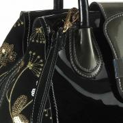 Bolsa com detalhes em Couro Natural - Sienna Preto - Velina Fabbiano