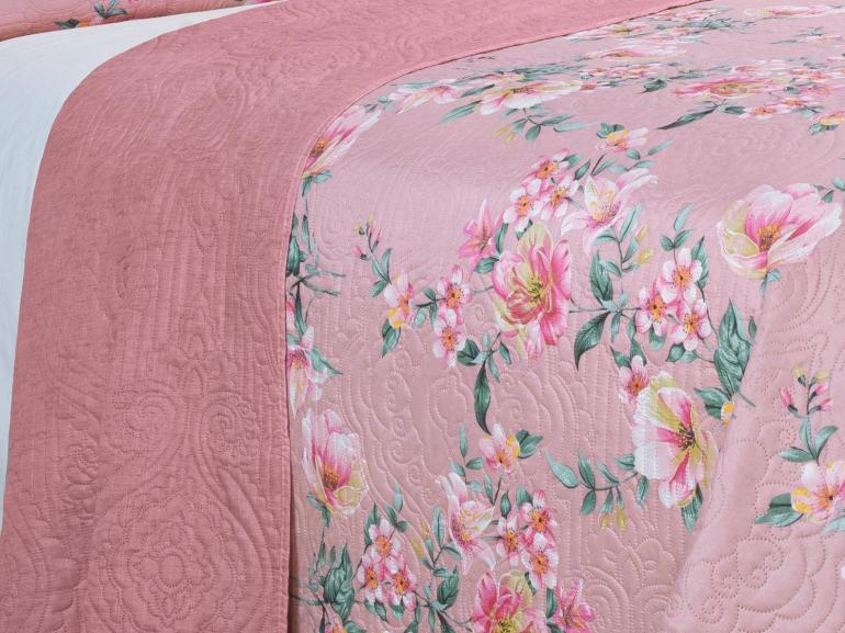 Kit: 1 Cobre-leito King Bouti de Microfibra Ultrasonic Estampada + 2 Porta-travesseiros - Simone Rosa Velho - Dui Design